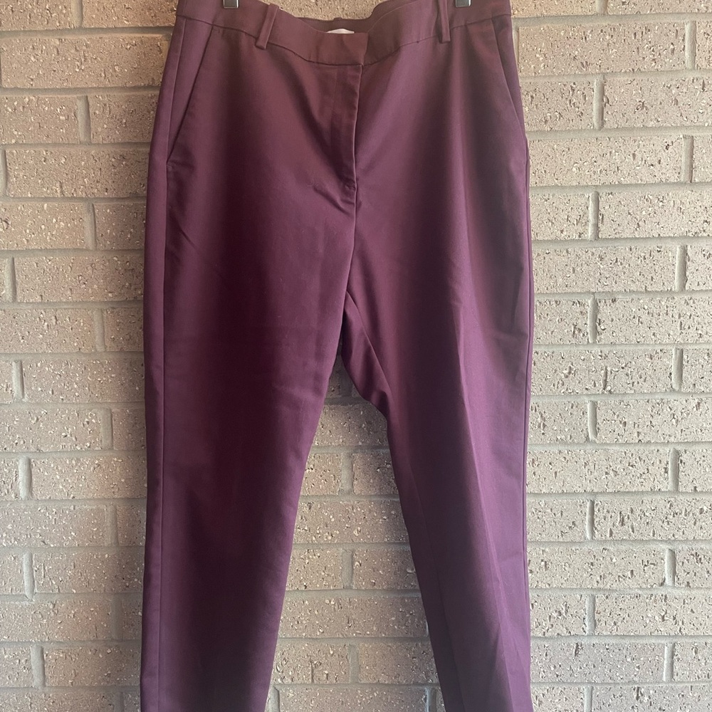 H&M Cropped Slim Pants in Plum